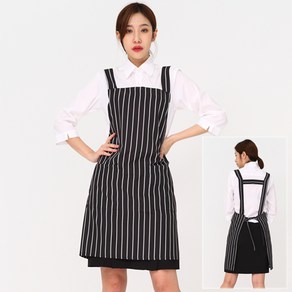 기능성포그니얇고 가벼운 블랙스트라이프 H형서빙앞치마 카페 업소용앞치마 주방 홀앞치마, 1개
