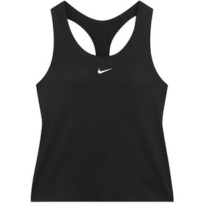 나이키 우먼스 운동 트레이닝 민소매 나시티 DRI-FIT Swoosh 패드 브라 Tank 블랙+화이트 로고