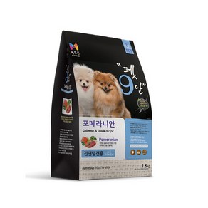 펫9단 전연령견용 포메라니안 기능성 사료, 오리, 1.8kg, 2개