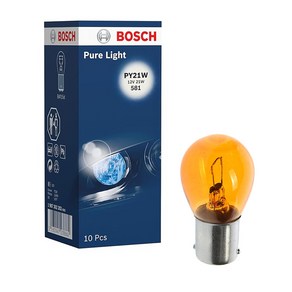 보쉬 Pue Light PY21W [12V 21W] 581 BAU15s 차량용전구 E1인증 (2FH) 황색 싱글전구 1pcs 낱개판매, 1개
