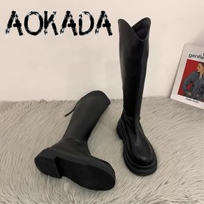 AOKADA 롱부츠 여자 가을 겨울 두꺼운 밑창 무릎 아래 롱부츠 패셔너블 키높이 하이부츠 기사 부츠