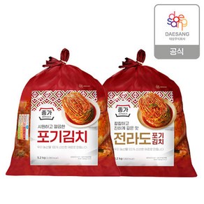 종가 종가집 중부식 포기김치5.2kg + 전라도식 포기김치5.2kg