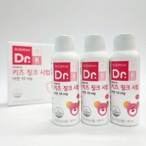 닥터에디션 키즈 징크 시럽 아연 10 mg 액상 40ml x 3병 아기 유아 어린이 키즈 면역 성장기 영양제, 3개