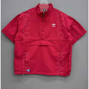 [국내백화점판] UMBRO 엄브로 25신상 클래식 반팔 스탠넥 아노락 셋업 (로즈레드)