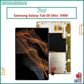 삼성 갤럭시 탭 S8 울트라 SM-X900 LCD 디스플레이 터치 스크린 디지타이저 패널 어셈블리 교체 부품, 한개옵션1, 02 Black