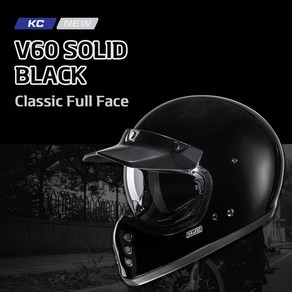 홍진 HJC V60 솔리드 블랙 SOLID BLACK 레트로 클래식 바이크 풀페이스 헬멧