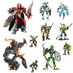 장난감 Bionicle 시리즈 골든 마스크 마스터 해골 전사 빌딩 블록 히어로 팩토리 핏 로봇 남아용 크리스마스 선물, [18] Heo Factoy 10Set, 1개