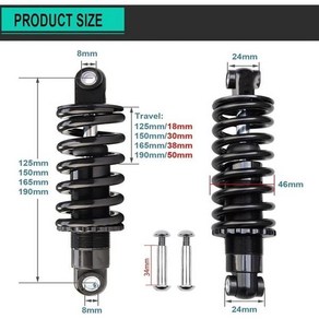 로드자전거 로드바이크 산악 자전거 내리막 리어 쇼크 MTB XC 전기 스프링 업소버 125mm 150mm 165mm 190mm 550lbs