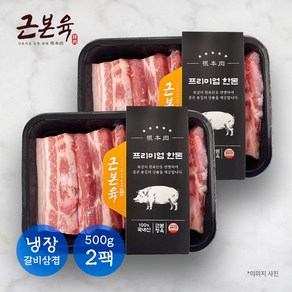 [근본육]국내산 돼지고기 갈비삼겹 삼겹살 구이용 500g 2개 총 1kg (냉장)