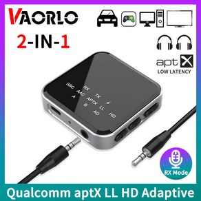 Bluetooth 5.2 Tansmitte Receive 2-In-1 aptX LL HD Adaptive 3.5MM AUX Wieless Audio Adapte, Black