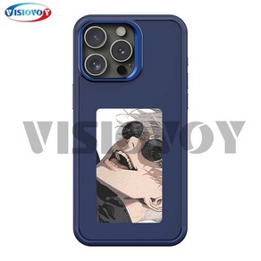 Visiovoy NFC DIY Phone Case E ink Sceen 4 Colo Fo Iphone 13 14 15 Po Max Back Cove Battey Fee