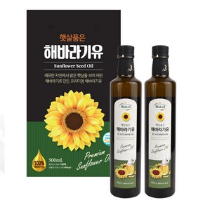 해바라기씨유 500ml 2p 선물세트 햇살 유리병 (끈손잡이), 1개