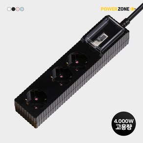 파워존 4000W 국산 고용량 웨이브 멀티탭 과부하차단 3구 50cm 1.5m 3m 5m 7m, 과부하차단 3구 7m블랙, 1개