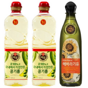 정백 백설 대두유 콩기름 2p + 해바라기유, 1세트, 900ml