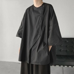 남자기모노 남자유카타 일본전통의상 하라주쿠 빈티지 비대칭 루즈 캐주얼 상의 셔츠 2024 여름 남성 디자인 감각 불규칙 블라우스 고딕 아카데믹