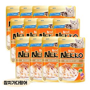 네코(NEKKO) 젤리 파우치 SET (70g x 12개), 참치토핑+가다랑어, 70g, 12개