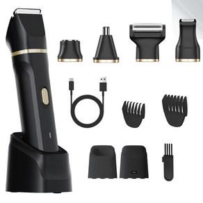LiteFlow 5in1 바디트리머 제모기 모근제거기 헤드 분리형 전기 면도기, 블랙