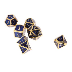 STK7pcs / set multi-sided dice d \u0026 d 게임 컬러 다면체 주사위, 골드 - 로얄 블루, 1개