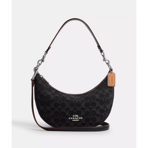 COACH Aia Shoulde Bag In Signatue Denim CP100 Silve/Black