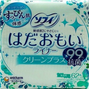 유니참 하다오모이(소피) 팬티라이너 항균 무향 62매, 1개, 62매입, 소형