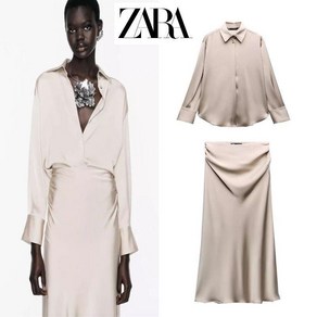 자라 가을 여성용 실크 새틴 셔츠 블라우스 ZARA