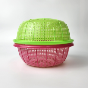 식품 세척용 다용도 플라스틱 소쿠리 20cm, 연두, 1개