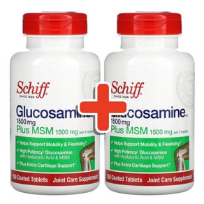 Schiff 쉬프 글루코사민 플러스 MSM 1500mg 히알루론산 150정 2개/해외직구 미국정품, 2개