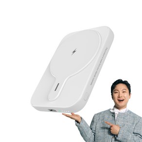 보바 고속 무선충전 20W 맥세이프 보조배터리 5000mAh VA-101, 화이트