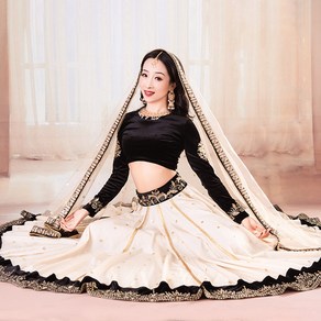 Lehenga Choli 세트 인도 드레스 여성 댄스 의상 탑스 윙 스커트 목도리 인도 파키스탄 의류 사리 인디애나