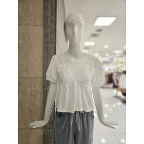 [밸리걸] 펀칭 뷔스티에 퍼프 반팔 블라우스 (131440)