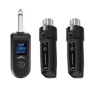 호환용 UHF XLR 어댑터 시스템 무선 마이크 송신기 리시버 다이나믹 기타 오디오 믹서 PA, Black, 01 Black, 한개옵션1