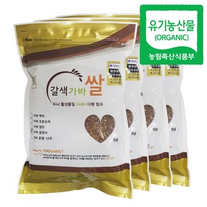 지구마을 친환경 유기농 야생 갈색 가바쌀 찰현미 1kg, 4개