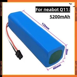 오리지널 충전식 리튬 이온 배터리 Neabot Q11 로봇 진공 청소기 교체 액세서리 14.4V 12800mAh, 1개, 04 5200mAh