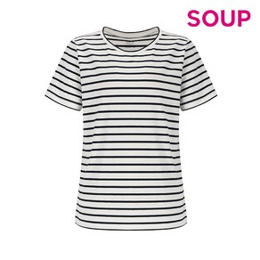 [SOUP] SOUP 베이직 라운드넥 단가라 티셔츠 (SZ3ST91)