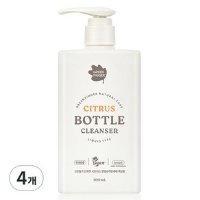 그린핑거 산뜻한 시트러스 젖병 앤 주방세제 액상형, 4개, 500ml