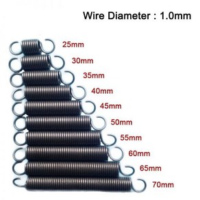 확장 장력 스프링 후크 스프링 강철 와이어 직경 1.0mm 외부 5mm 길이 20mm-300mm 다양한 크기, [15]1.0x5x40mm, 1개