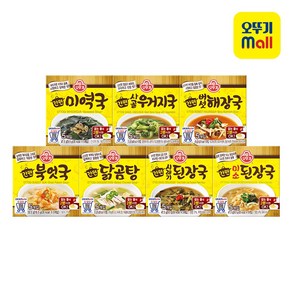 [블루존] 간편 즉석 오뚜기 블럭국7종 세트 (미역국+사골우거지국+닭곰탕+시래기된장국+북어국+간편미소된장국+버섯해장국), 1세트, 340g