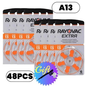 Auddifonos 보청기 배터리 A3 Rayovac 엑스트라 아연 에어 .45V 보청기 배터리 660 개, 02 48pcs A13, 한개옵션1