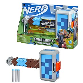NERF 마인크래프트 스톰랜더 다트 폭발 망치 다트 3개 발사 공식 엘리트 다트 3개 포함 풀백 프라이밍 핸들, 단일옵션, 1개