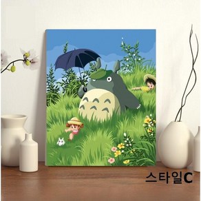 [PINK LITCHI]명화그리기 피포페이팅 하야오 센과 치히로 DIY 디지털 유화 QLTT414YH01, 40*50CM, 스타일C, 1개