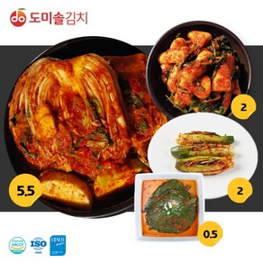 [도미솔김치] 도미솔 김치 4종 총10kg (포기김치 5.5kg + 총각김치2kg + 통 오이김치 2kg + 깻잎김치 0.5kg)