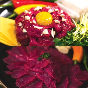 국내산 육회+육사시미 세트 반반구성 400g/600g + 간장소스 포함 [당일작업], 1세트, 600g