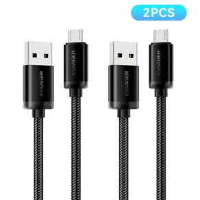 Essage USB A타입 to 마이크로 5핀 고속충전 케이블, 블랙, 2개, 3m