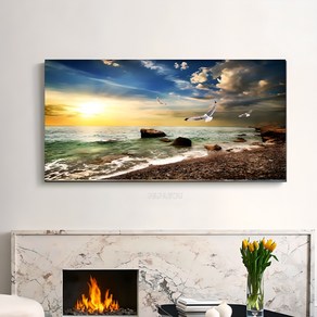 파파유 DIY 대형 보석 십자수 80 x 40 cm, 1개, 해변가 바다