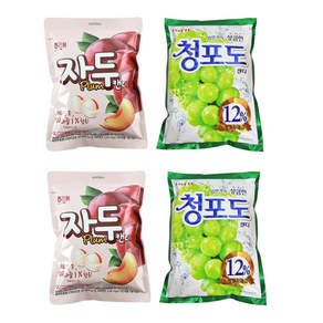 [동명마켓] 롯데 청포도캔디 153g *2봉 + 자두캔디 130g *2봉/과즙/과일맛캔디/사탕/간식/과자, 1개