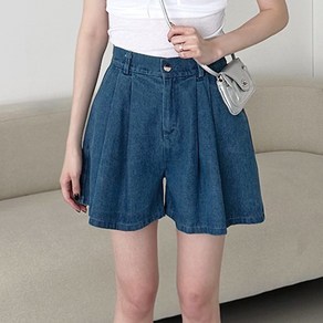 [오버나인] 여자 여성 투턱 A라인 데님 뒷밴딩 청반바지