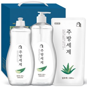 오늘의쉼표 세제 선물세트 답례품 알로에 44호 (주방세제 용기 300ml + 펌프 + 리필), 1개