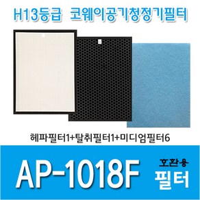 코웨이 공기청정기필터 AP-1018F 헤파1+탈취1+미디엄6 국내산 호환용필터, 1개