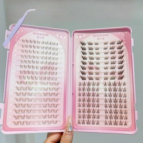MoningSea 대용량 갈색 인조속눈썹 자연스러운 부분 속눈썹 연장 속눈썹북 260모, 1개