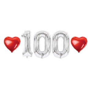 100일 숫자 하트 풍선 세트, 05.실버 100